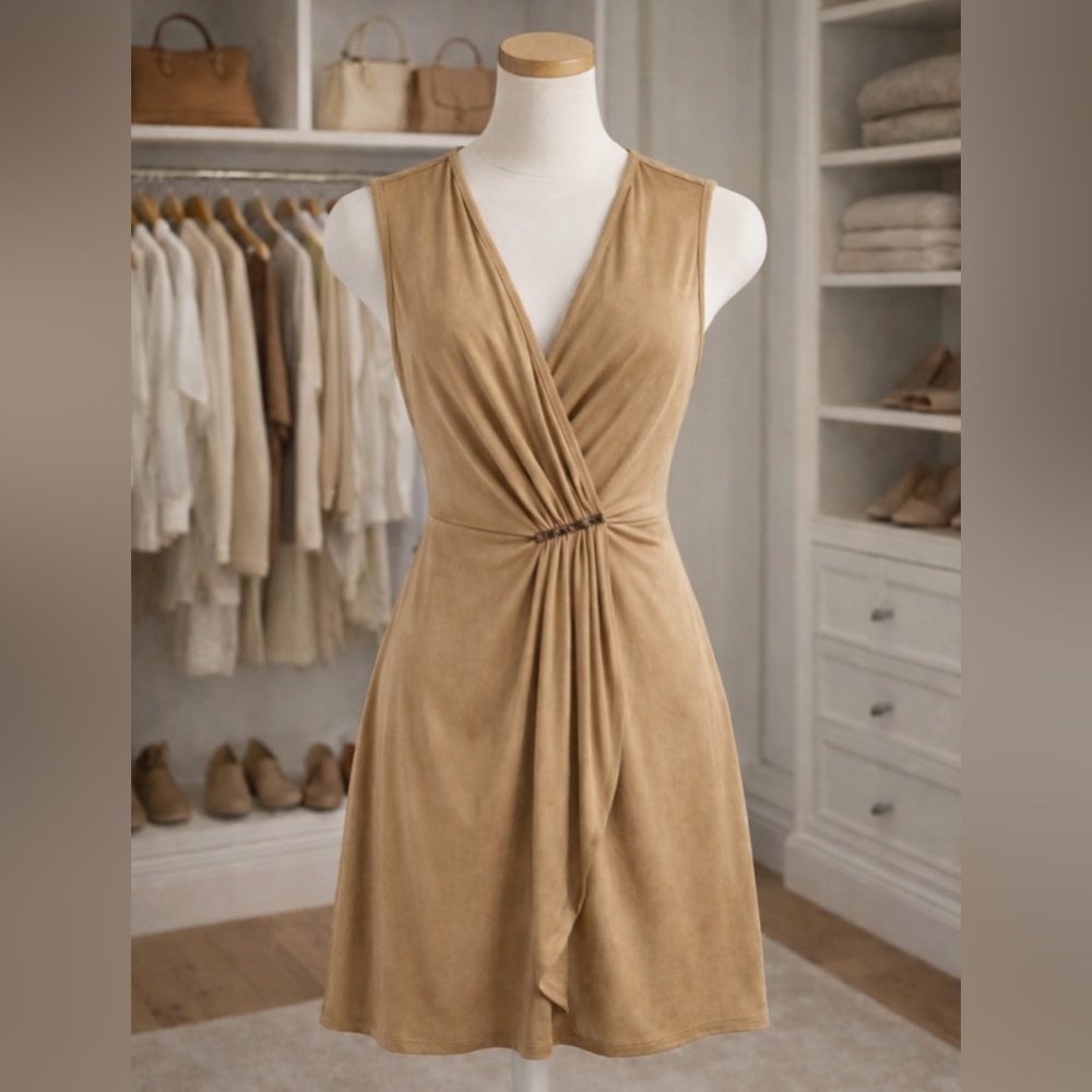 Tommy Bahama Tan Brown Suede Midi Dress - Picture 12 of 13